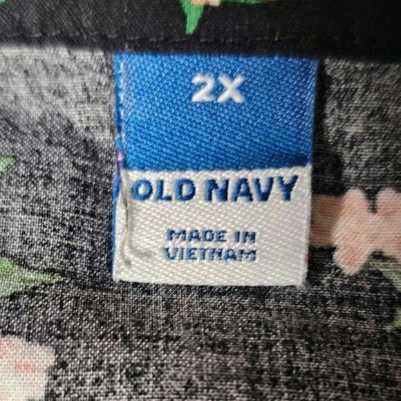 Floral Black Rayon Blouse with Smocked‎ Waist and Blousy Sleeves Size 2x - Picture 10 of 12